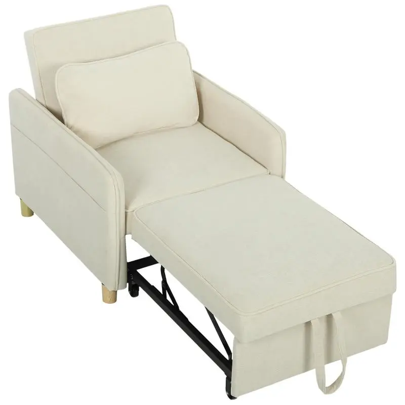 Convertible Chair Bed, Beige, 180 cm
