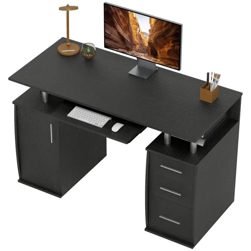 Computer Desk with Keyboard Tray and 3 Drawers, 120 cm