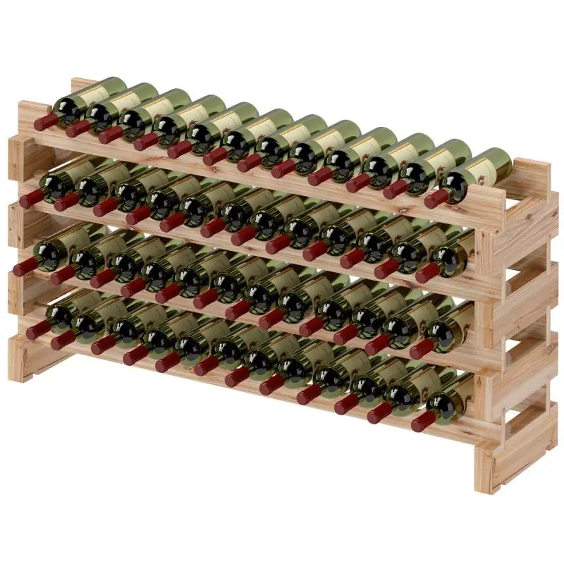 48-Bottle Wooden Wine Rack