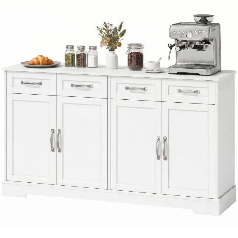 Shaker-Style Sideboard, 4 Drawers, 4 Doors, White