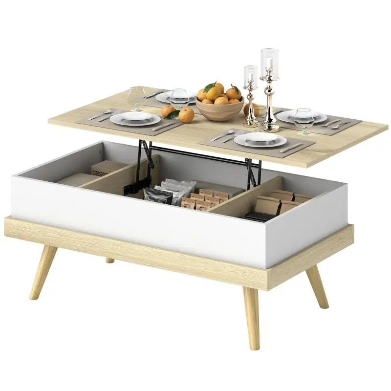 Lift-Top Coffee Table with 3 Hidden Compartments