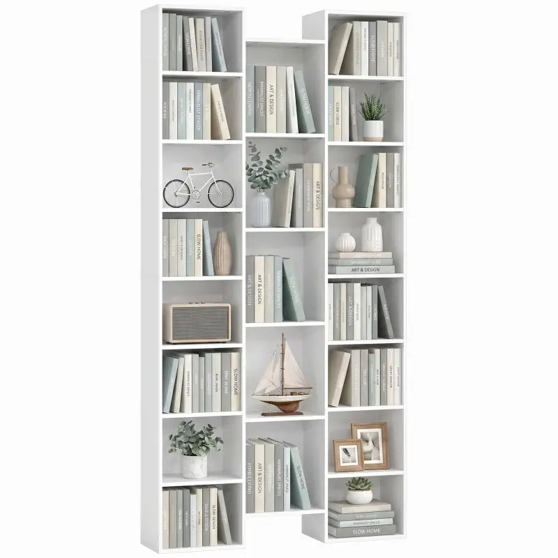 Bookcase with 21 Compartments and 10 Adjustable Shelves