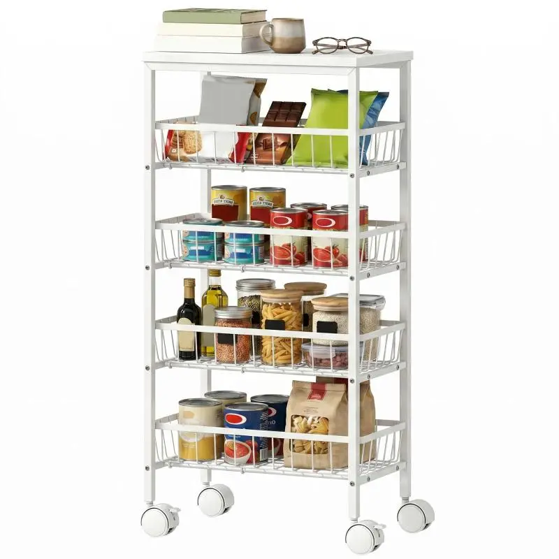 4-Tier Storage Cart with Removable Baskets