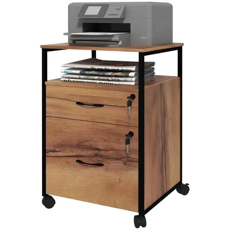 Mobile 2-Drawer Office Pedestal, Brown