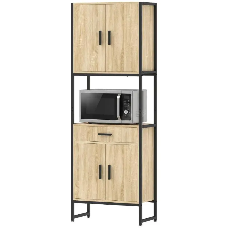 Tall Kitchen Cabinet with 4 Doors and Drawer