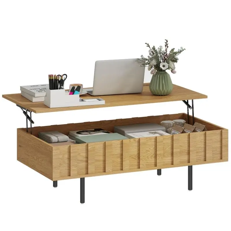 Lift-Top Coffee Table with 2 Hidden Compartments
