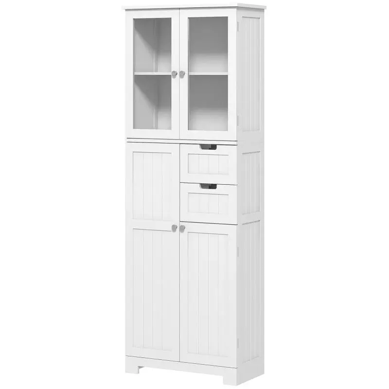 Tall Bathroom Cabinet with 4 Doors and 2 Drawers