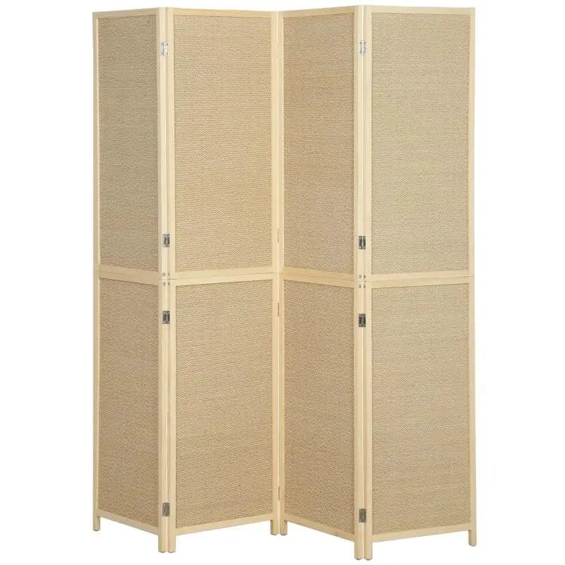 4-Panel Bamboo Room Divider, 180 cm