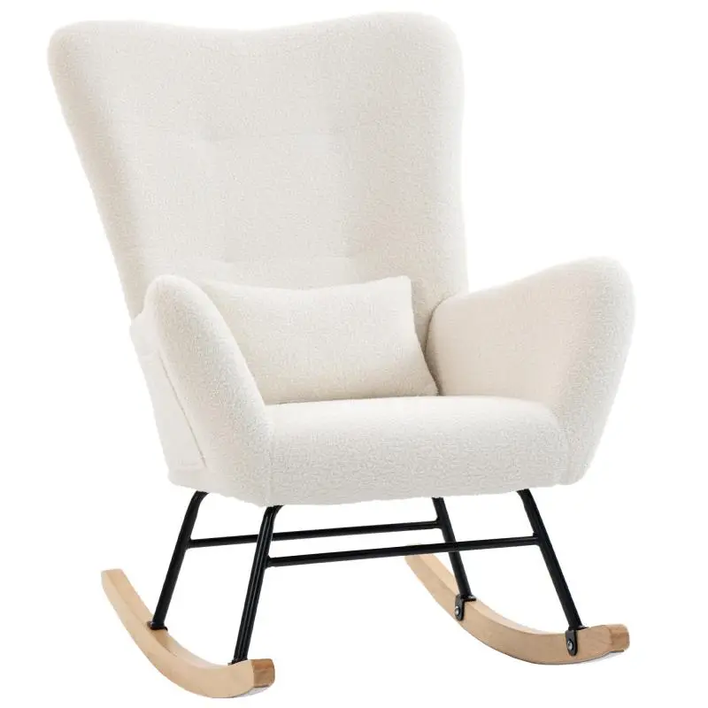 Teddy Plush Rocking Chair with Cushion, Cream