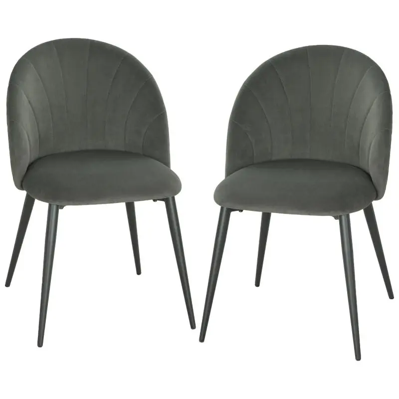 Set of 2 dining chairs, upholstered armless kitchen chairs, steel legs, 52x55x79cm, gray