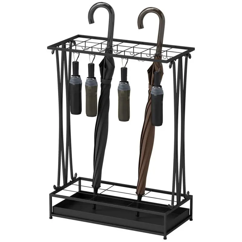 Steel Umbrella Stand with 21 Slots and 24 Hooks