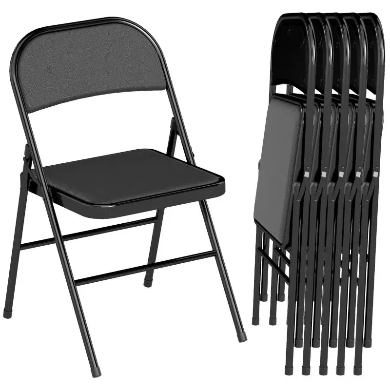 Set of 6 Folding Dining Chairs, Black