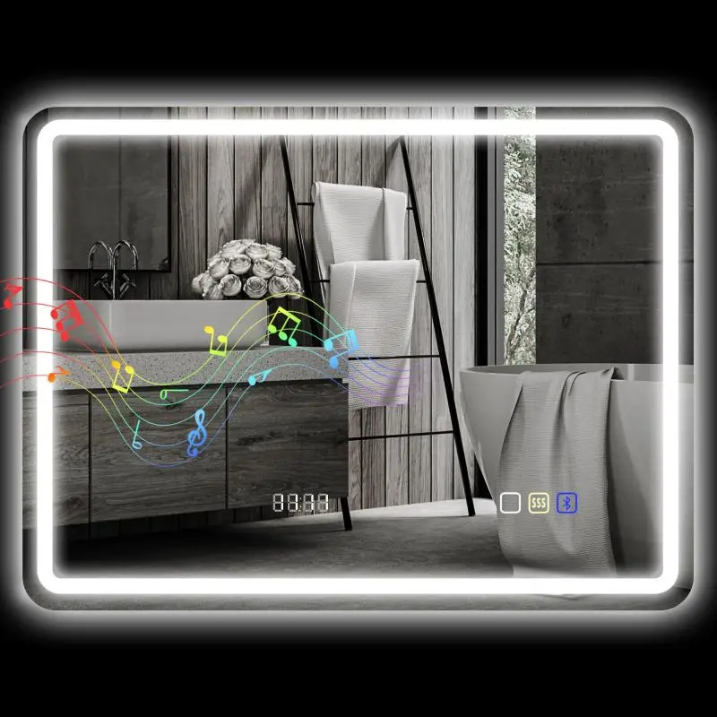 Bluetooth Bathroom Mirror with LED Lighting 60 x 80 cm