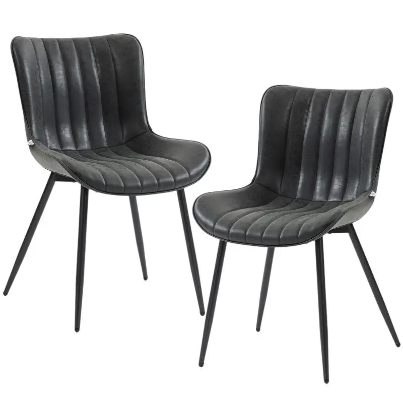 Set of 2 Dining Chairs, Black