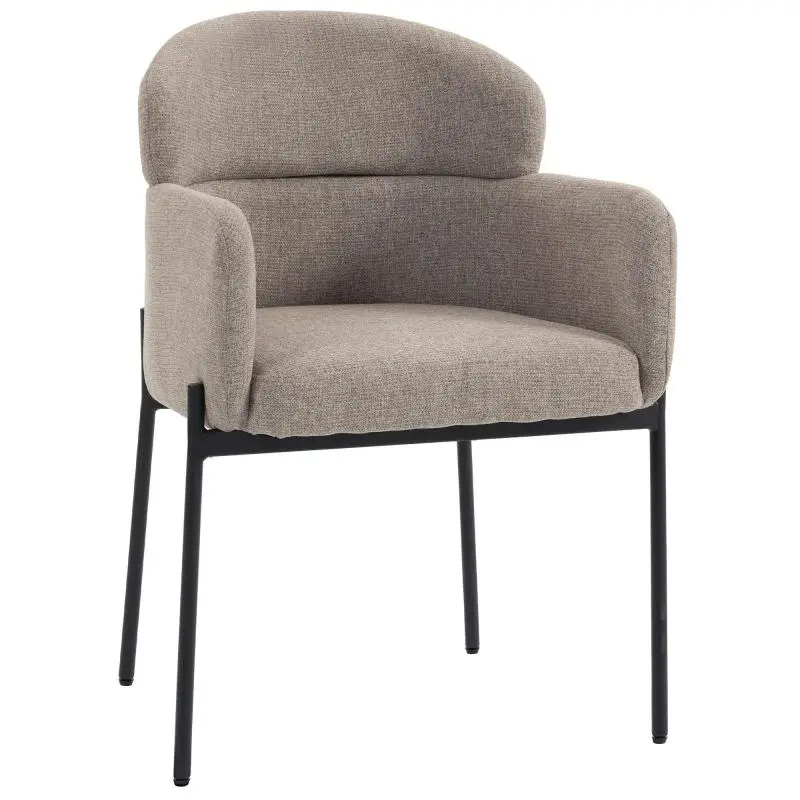 Living Room Lounge Chair with Chenille Look, Armrests, and Metal Legs – Light Brown (Suitable for Bedroom)
