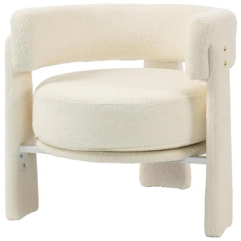 Bouclé Upholstered Lounge Chair with Lumbar Cushion