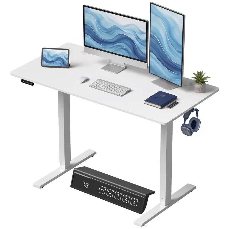 Electric Height-Adjustable Desk, 120 × 60 cm, White