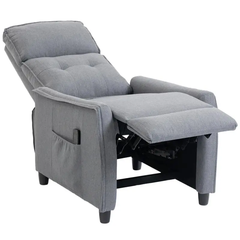 Manual Reclining Massage Armchair, Light Grey