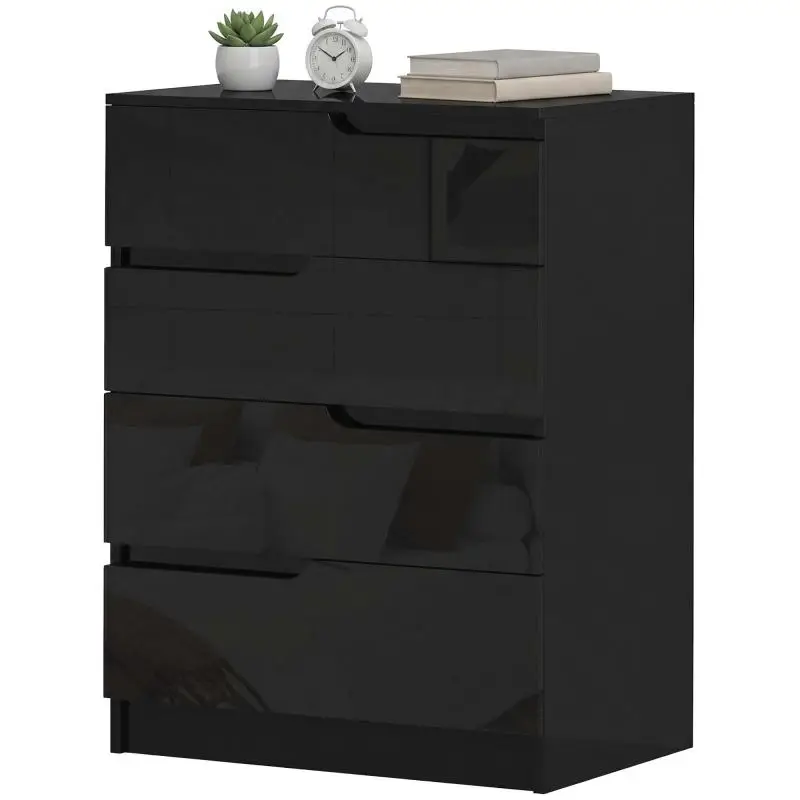 4-Drawer Bedroom Chest, Black, 60 x 40 x 85 cm