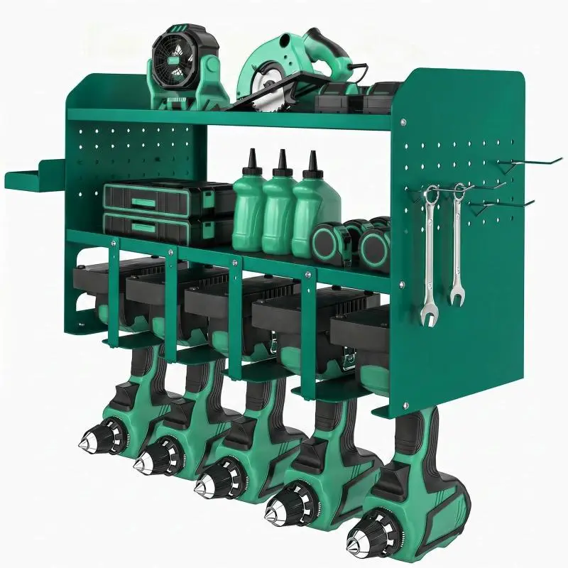 Wall-Mounted Power Tool Organiser, Green