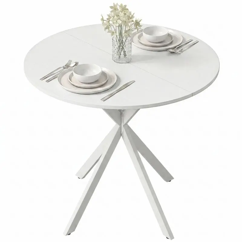 Round Kitchen Table, 80 cm, White
