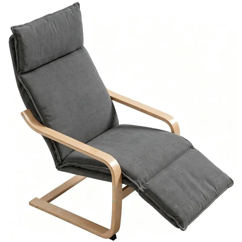 Dark Grey Lounge Chair with Footrest
