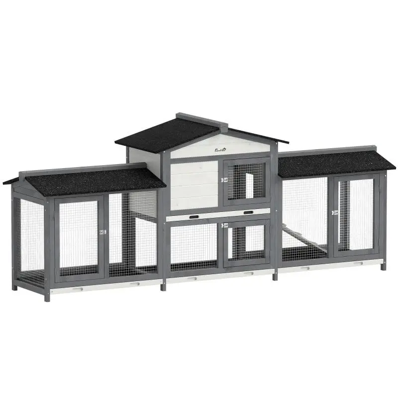 Wooden Rabbit Hutch for 2-4 Dwarf Rabbits, 230 cm
