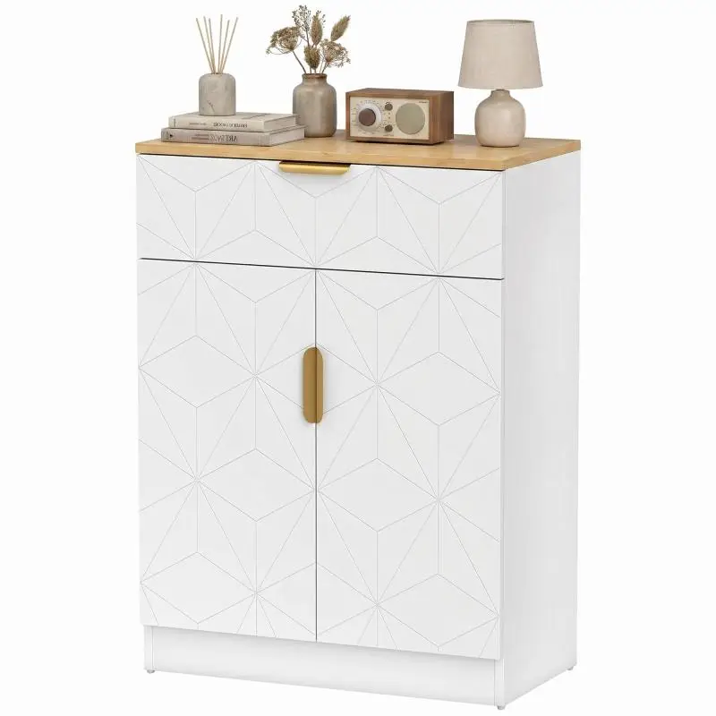 Sideboard with Drawer and Adjustable Shelf, White