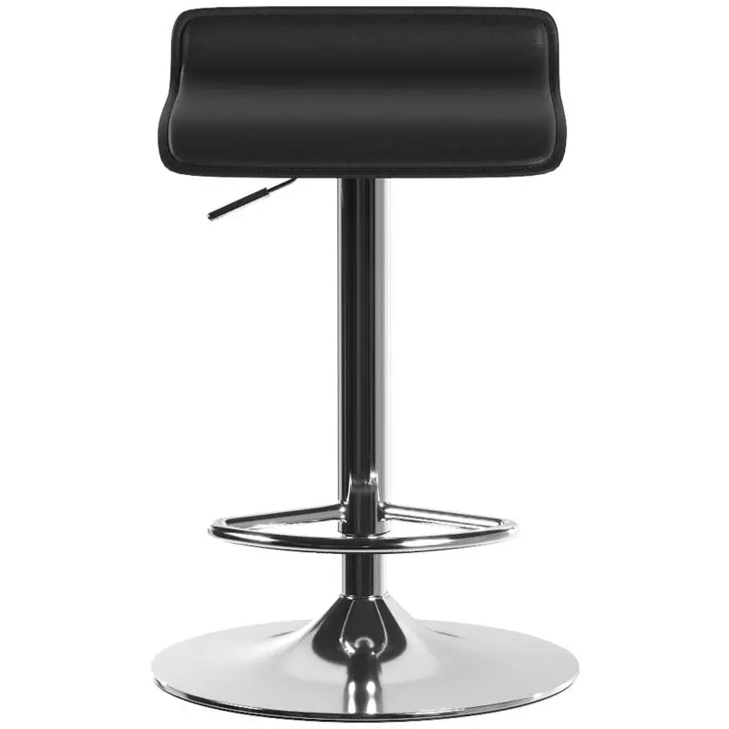 Height-Adjustable Swivel Bar Stool with Footrest, Black