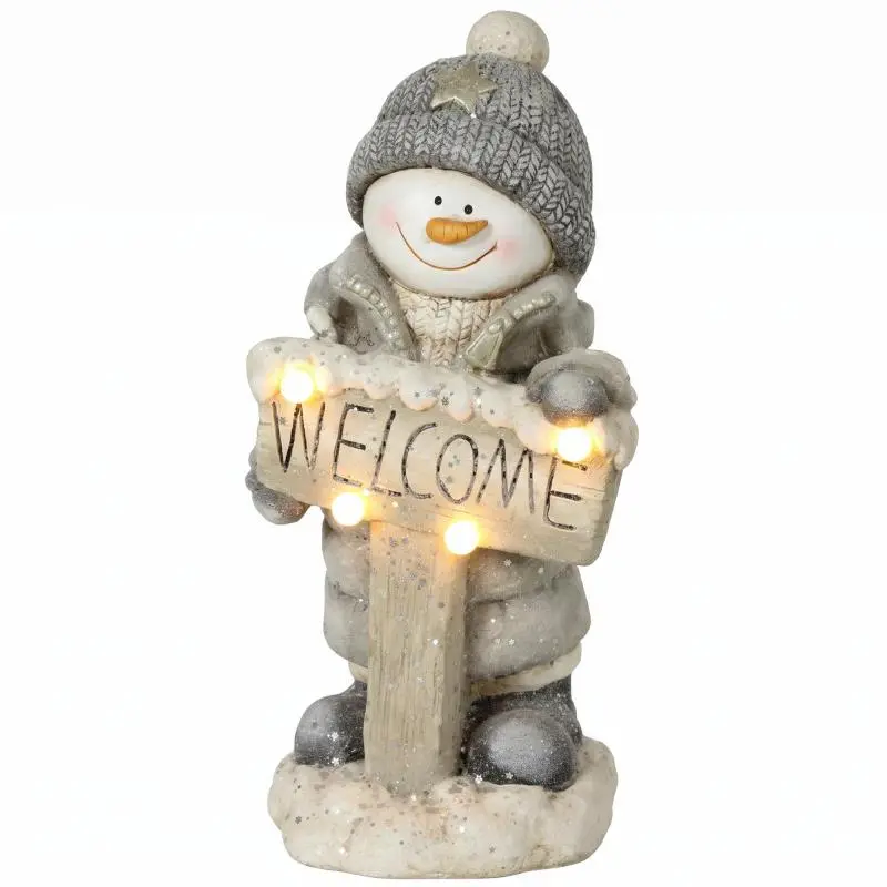 Snowman Christmas Figurine with LEDs and Timer