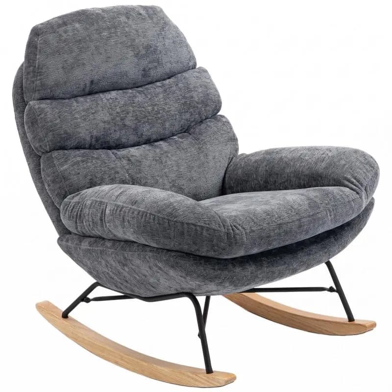 Chenille Rocking Chair, Dark Grey
