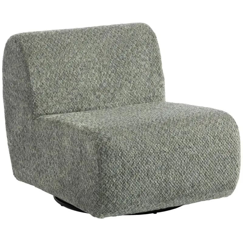 Swivel lounge chair with a chenille look and wide seat