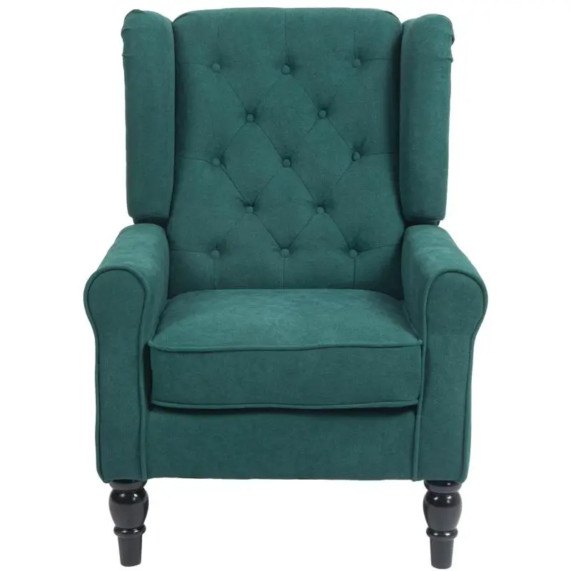 Wingback Armchair with Cushion, Dark Green