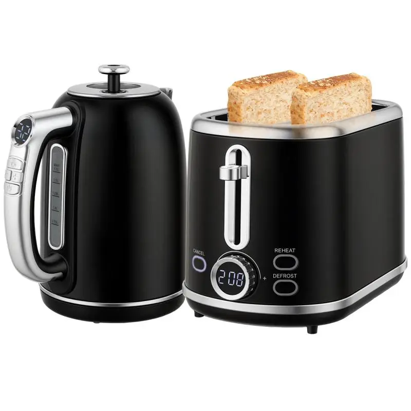 Kettle and 2-Slice Toaster Set, Black