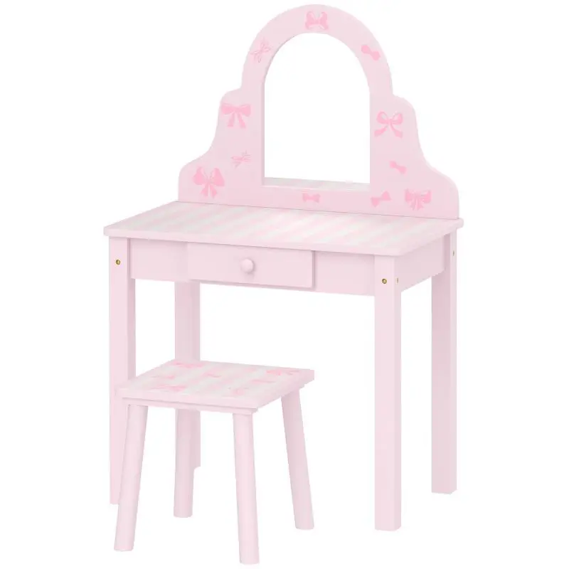 2-in-1 Children’s Vanity Set with Stool, Pink