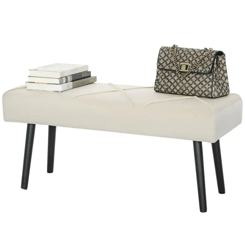 Upholstered Bench, 100 × 36 cm, Cream