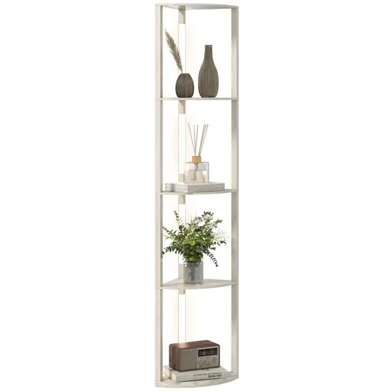 Floor Lamp with 4 Shelves and Adjustable LED Light