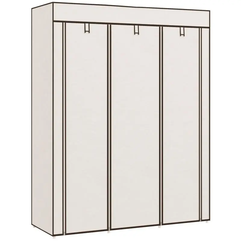 Fabric Wardrobe with 8 Shelves and 2 Hanging Rails
