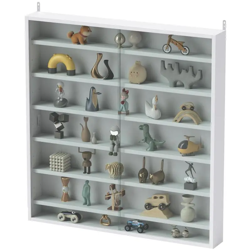 Wall-Mounted Display Cabinet with Glass Doors