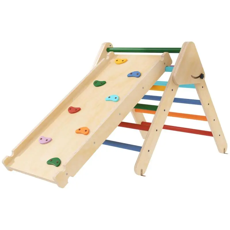 Climbing Triangle Set with Slide and Climbing Ramp, for Children Aged 18–48 Months, Multicolored
