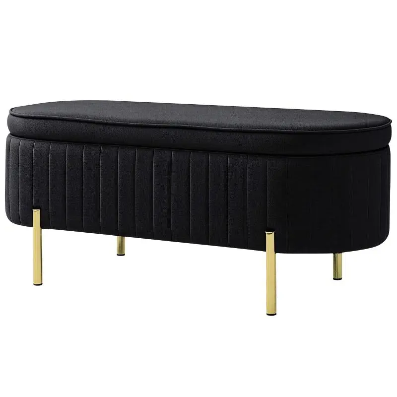 Oval Storage Bench, 72 L, Black