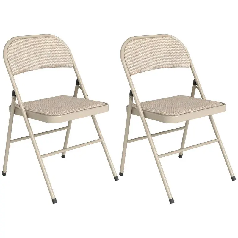 Set of 2 Folding Chairs, Beige
