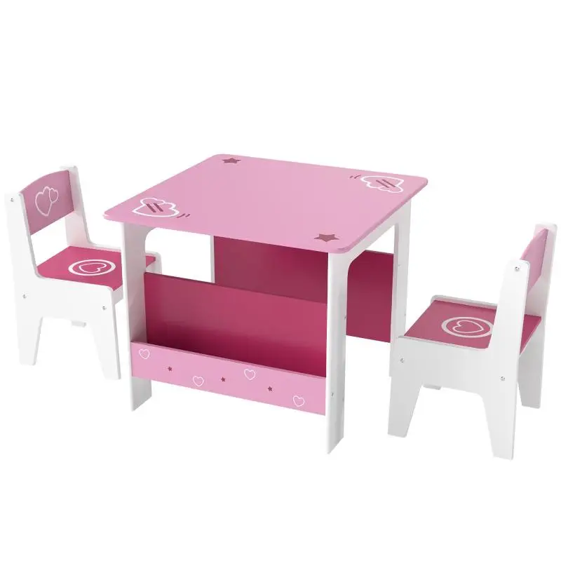 Children’s Table and 2 Chairs Set, Pink