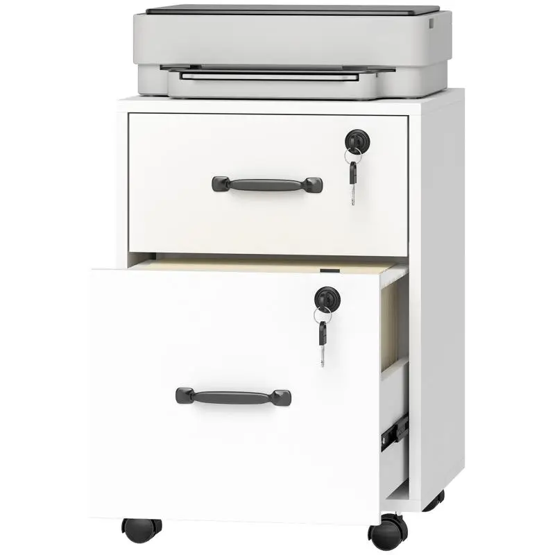 2-Drawer Office Filing Cabinet, 40 cm, White