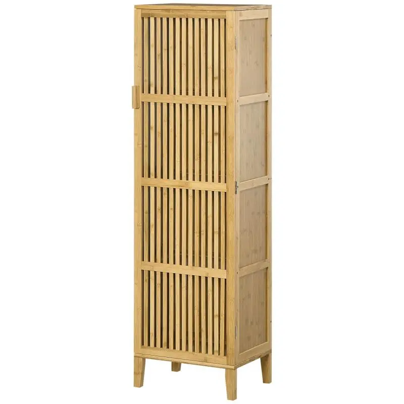 Narrow Bamboo Bathroom Cabinet with 4 Shelves