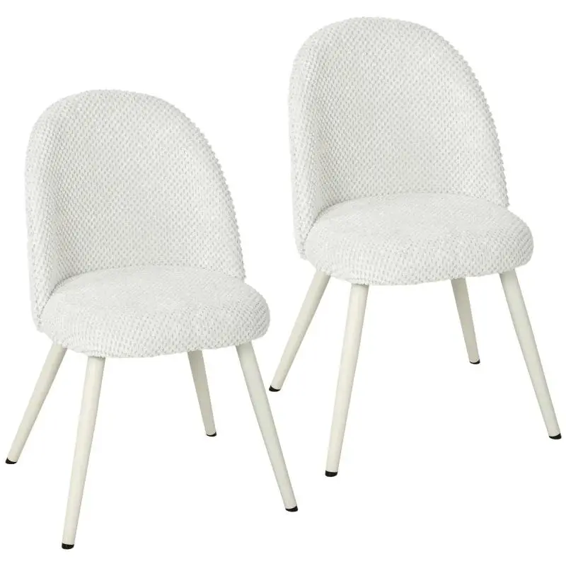 Set of 2 Velvet Dining Chairs, White