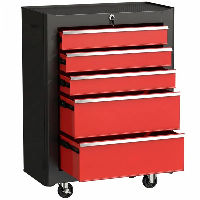 5-Drawer Tool Cart with Lock and Casters