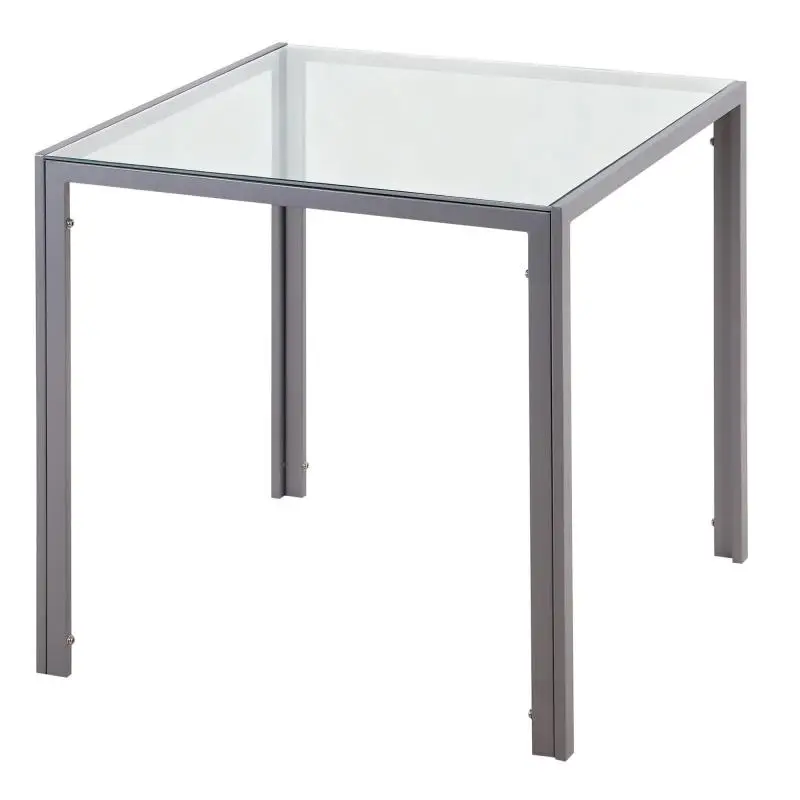 Square Glass Dining Table, 75 cm, Grey