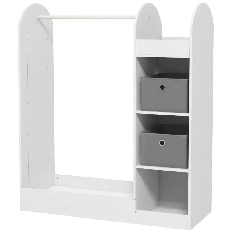 Children’s Coat Rack with Shelves and Mirror, White