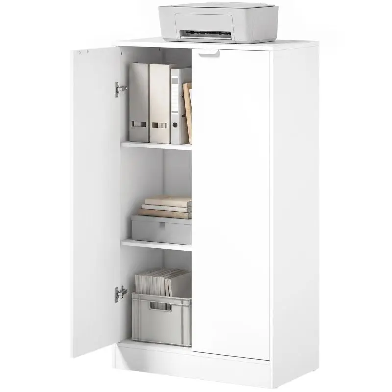 Office Cabinet with 3 Shelves and Doors, 60 cm, White